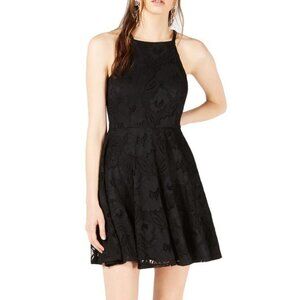 Bar III Halter Neck Lace Fit & Flare Mini Dress